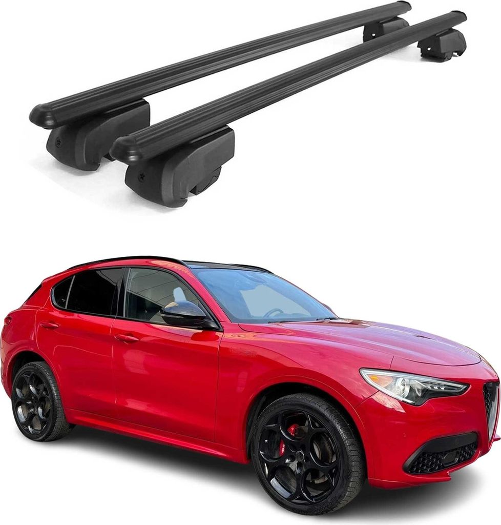 Dachträger Grundtäger für Alfa Romeo Stelvio 2016-2025 75kg Alu Schwarz 2 tlg