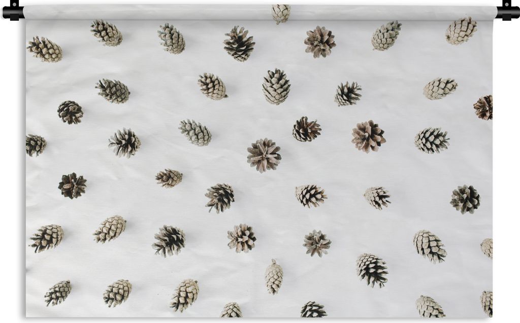 MuchoWow Wandteppich Wandbehang Winter - Tannenzapfen - Weiß 120x80 cm Tapisserie Dekoration Wandtuch - Wanddekorationen - Wandtücher