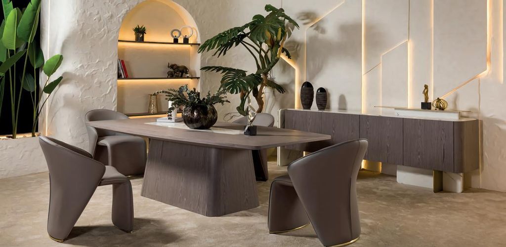 Set 6tlg Esstisch 4x Stühle Sideboard Esszimmer Tisch Essgruppe Holz Garnitur