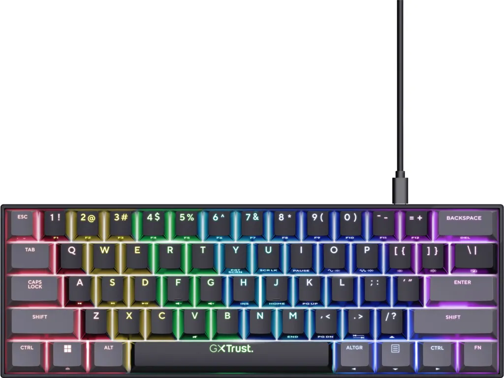 Clavier Gamer Mécanique Trust GXT 867 Acira 60% RGB Layout Italien Noir