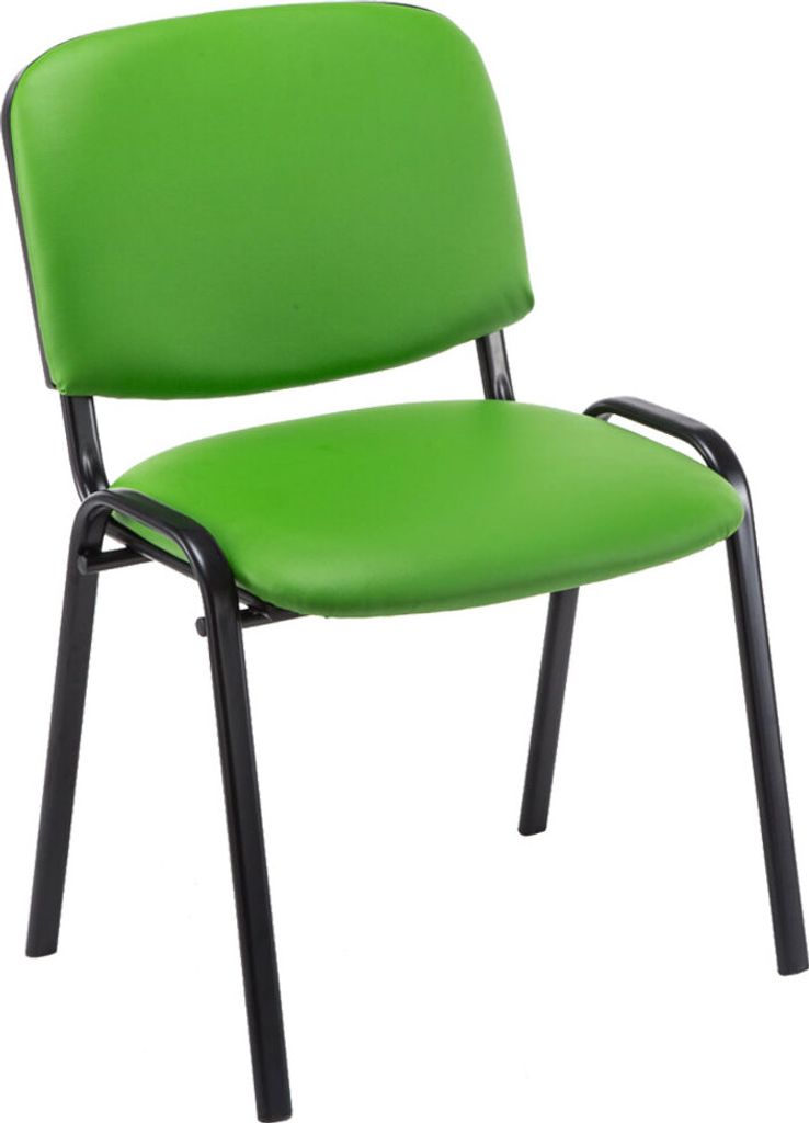 TPFLiving Besucherstuhl Konferenzstuhl Keen Kunstleder mit Gestell Schwarz / Bezug Grün
