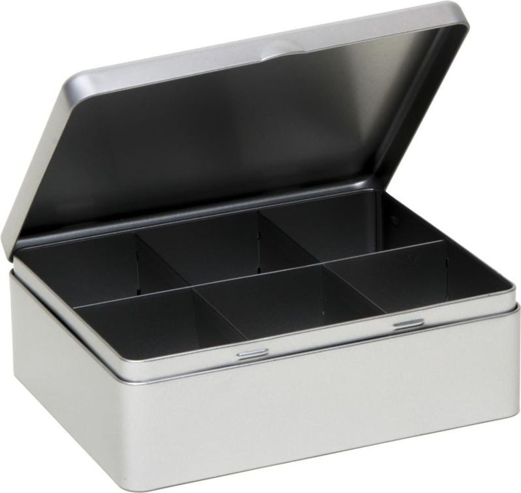 Teedose - Silber - Aluminium/Metall - 20,3 x 15,7 x 7 cm Produktbild 