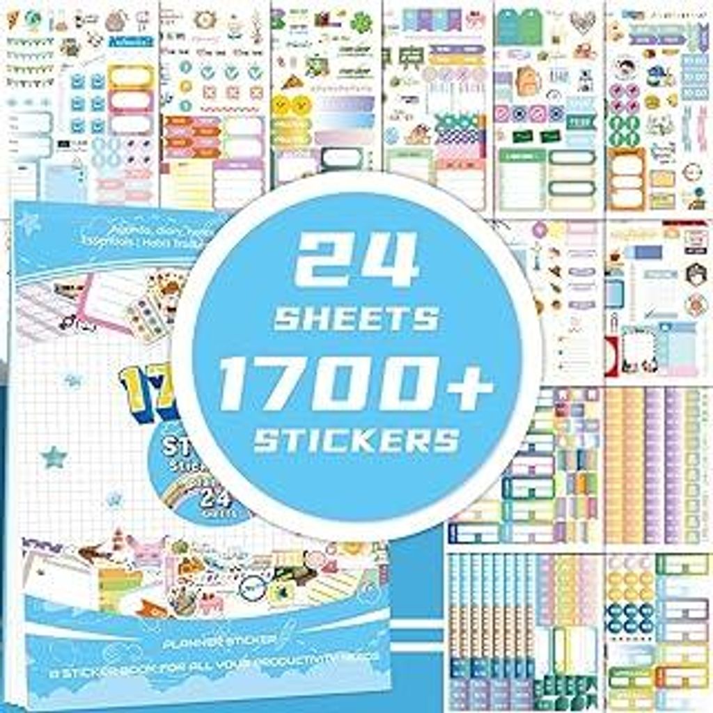 24 Blatt 1700+ Stück Schüler Planer Aufkleber - Hausaufgaben & Stundenplan Sticker für Kalender, Tagebuch, DIY Scrapbooking - Schulorganisation,...