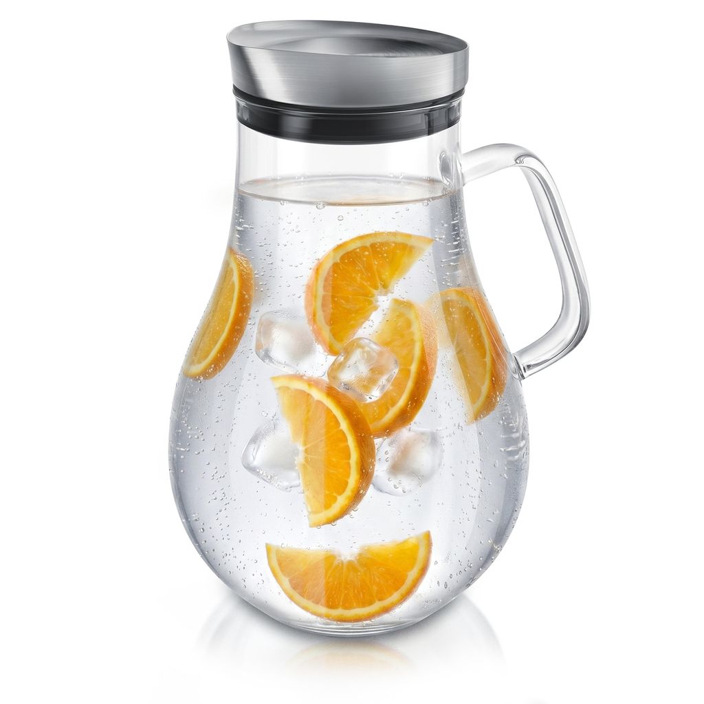 Arendo Glaskaraffe mit Edelstahl Deckel, 2 L, Wasserkaraffe Produktbild 