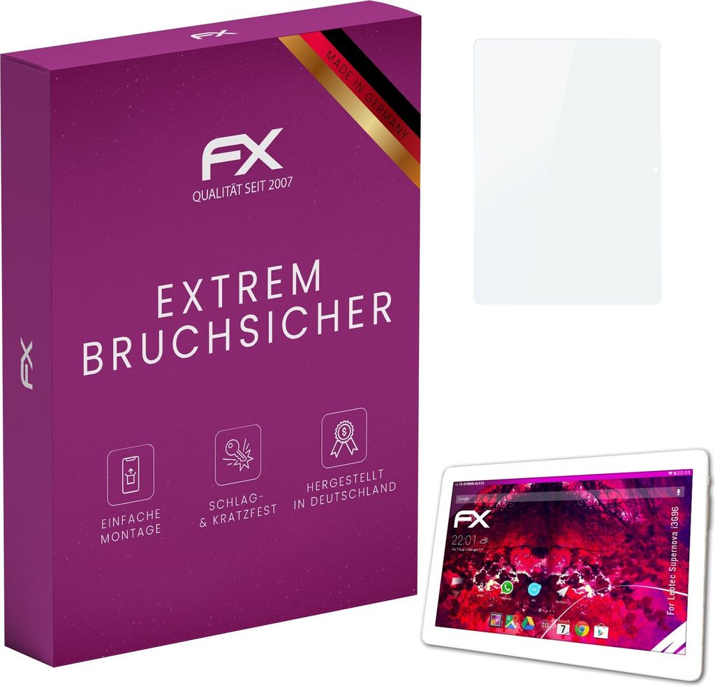 atFoliX FX-Hybrid-Glass Displayfolie kompatibel mit Leotec Supernova i3G96 Glasfolie
