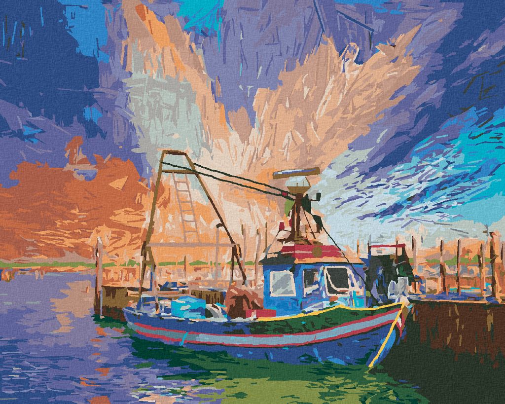 Zuty - Malen nach Zahlen - ITALIENISCHES FISCHERBOOT IN ITALIEN, 40x50 cm, ohne Keilrahmen