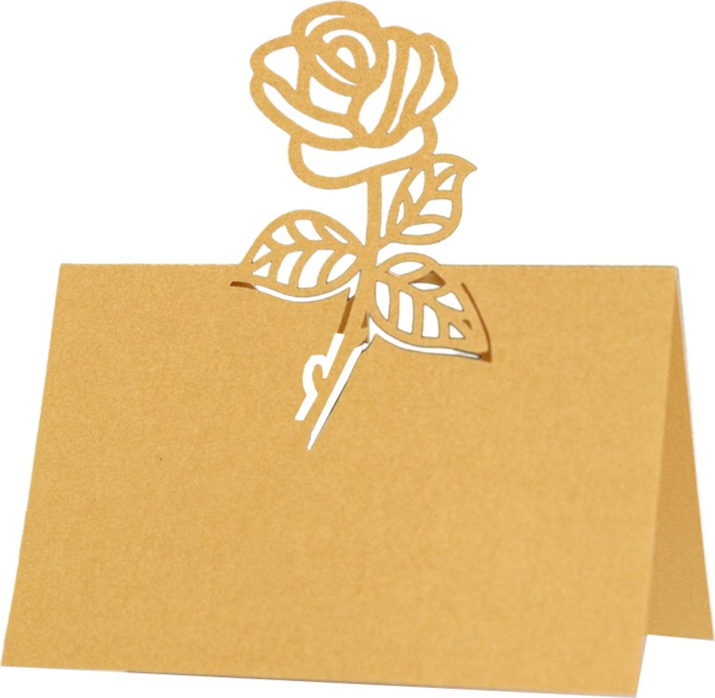 50PCS Laser Cut 3D Rose Blume Platz Karte Tabelle Name Karte, Papier Sitz Zahlen Karten Fš¹r Hochzeit Geburtstag Party Dekoration
