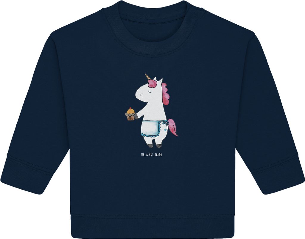 Mr. & Mrs. Panda Organic Baby Pullover Einhorn Muffin 24. - 36. Monat - French Navy - Geschenk, Liebesgrüße, Backen, Bullover, Kekse, Geburtstag,...