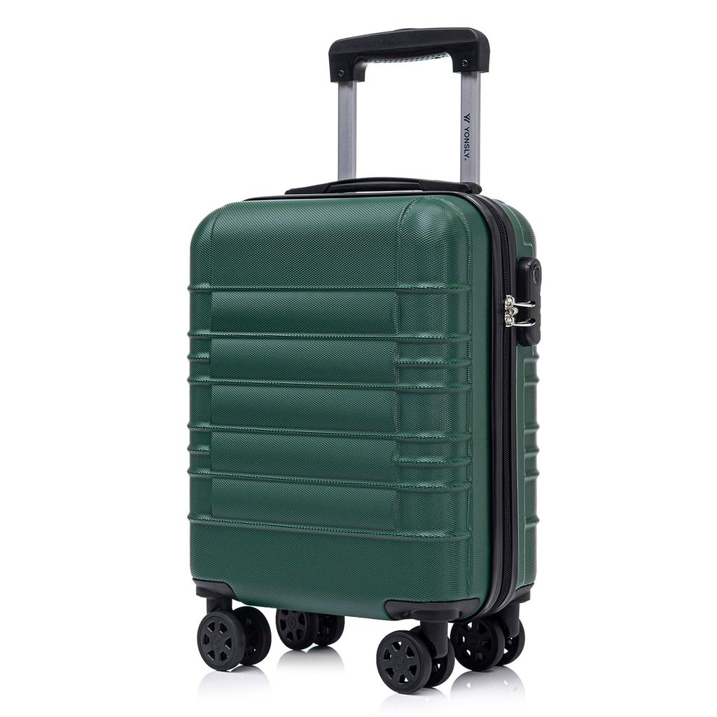 Koffer Trolley Reisekoffer Suitcase, Rollkoffer Handgepäck ,mit 4 Rollen360°, Hartschalenreisekoffer, Zahlenschloss, Weicher Gummigriff (S,Dunkel...