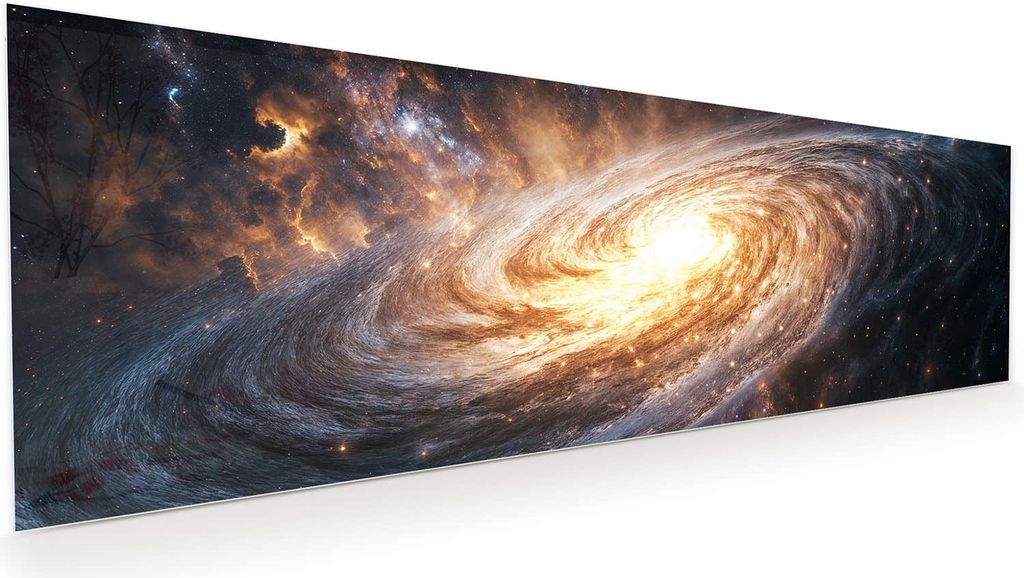 Glasbild 120x40cm in XXL für Wohnzimmer, Schlafzimmer Motiv Galaxie Nachthimmel