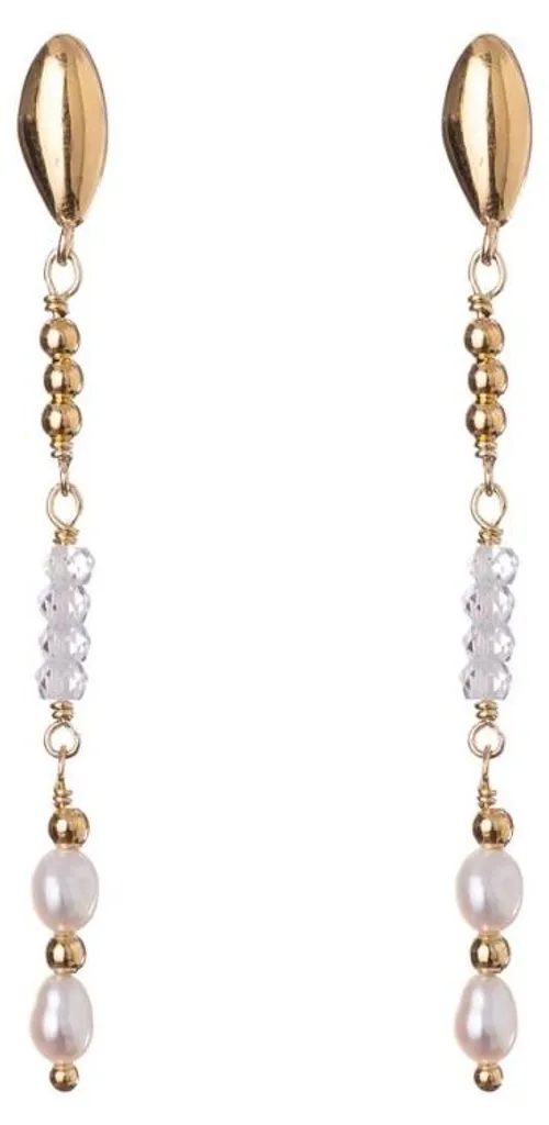 Boucles d'oreilles anti-allergie plaquées or perles et zircons brillants