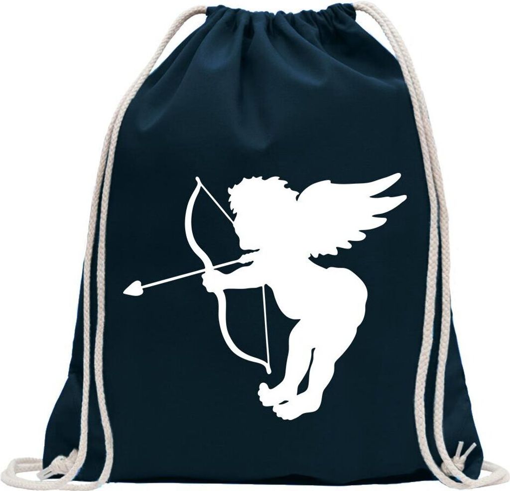 Kiwistar - Turnbeutel - dunkelblau - Engel - Liebesengel - Amor - Fun Rucksack Sport Beutel Gymsack Baumwolle mit Ziehgurt