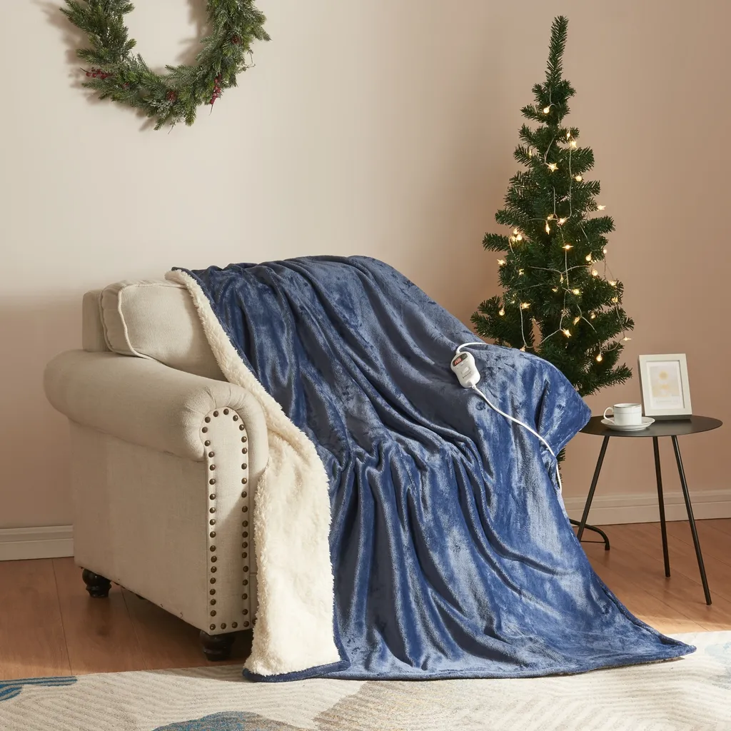Couverture chauffante Archi électrique 180x130 cm bleu clair 10 niveaux