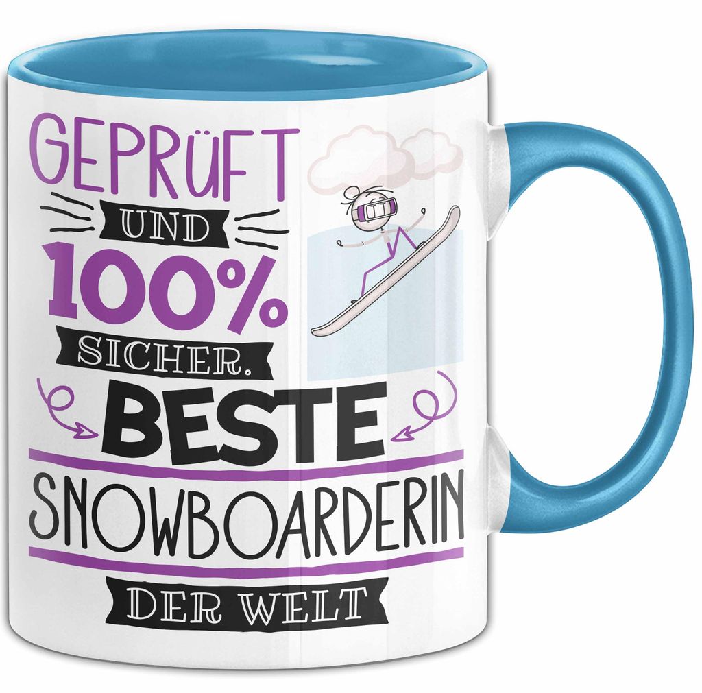 Beste Snowboarderin Der Welt Tasse Geschenk für Eine Snowboarderin Und Sicher Geschenkidee Geburtstag Weihnachten (Blau)