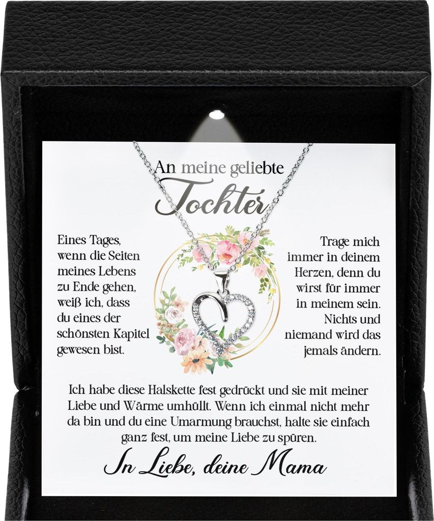 22Feels Tochter Geschenk von Mama Papa - Mädchen Schmuck Frauen Silber 925/000 Herz Halskette - Konfirmation Firmung 18. Geburtstag Weihnachten Sc...