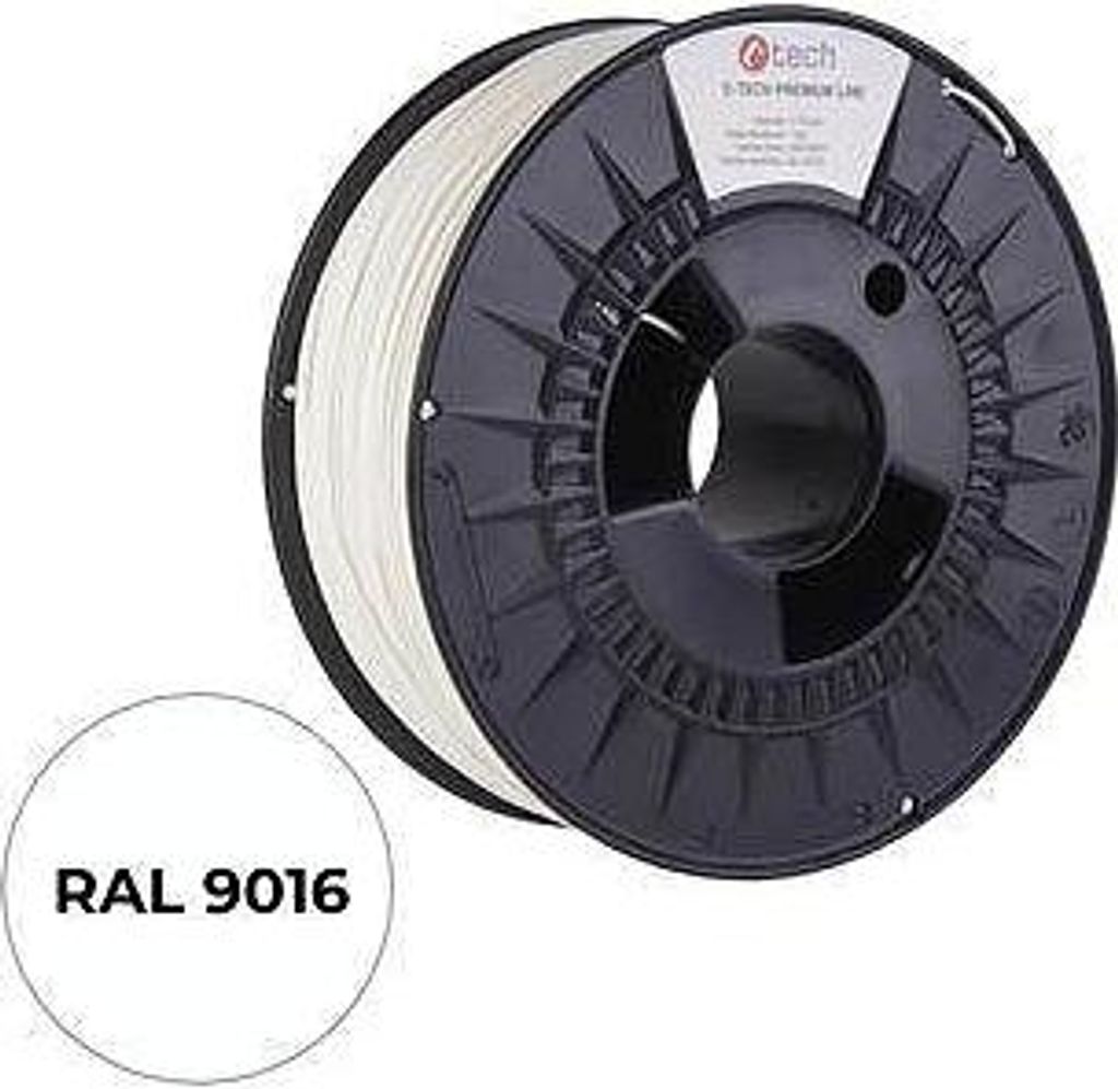 Tisková struna (filament) C-TECH PREMIUM LINE, PLA, dopravní bílá, RAL9016, 1,75mm, 1kg