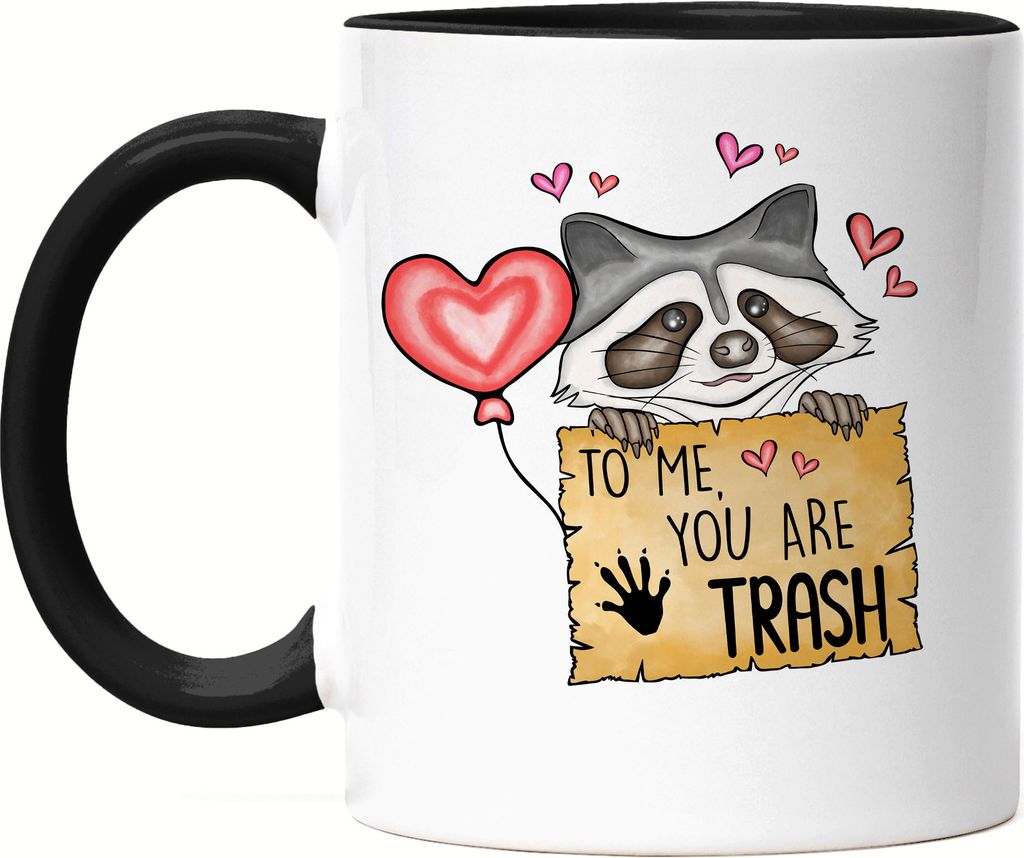 To Me You Are Trash Jutebeutel Sarkasmus Ironie Süßer Waschbär Valentinstag Liebe Couple Paar Geschenkidee