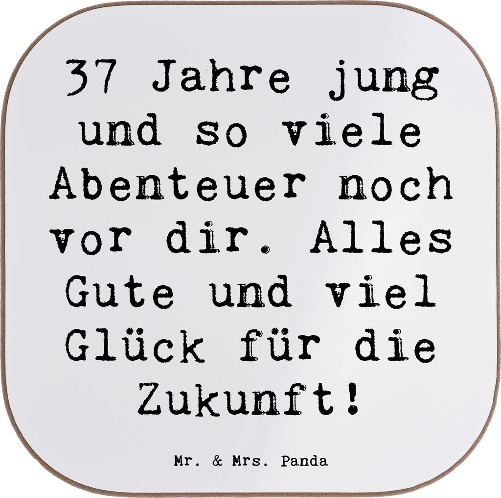 Mr. & Mrs. Panda Holzuntersetzer Spruch 37. Geburtstag Produktbild 