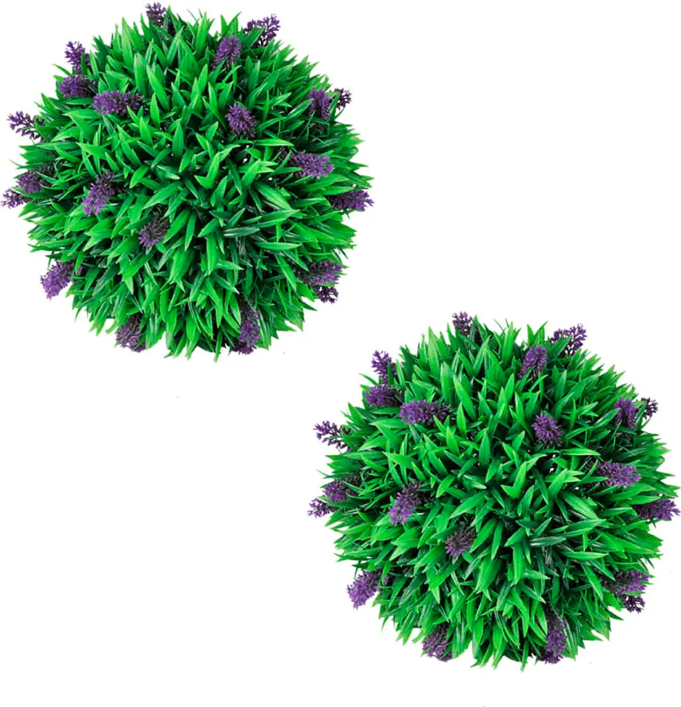 Palla di Bosso Artificiale con Lavanda 30 cm | Set 2 Pezzi da Esterno
