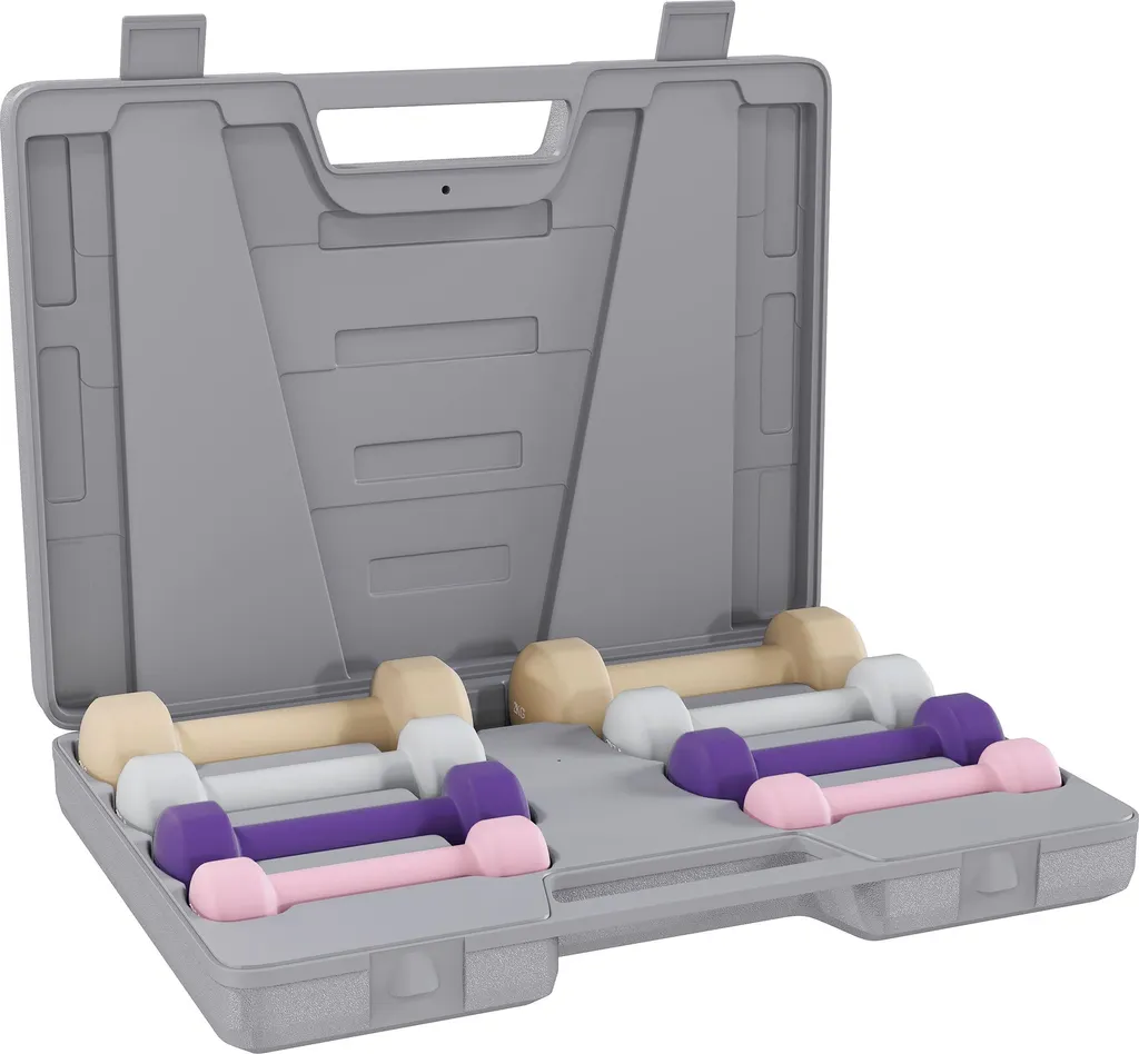 Haltères antidérapants 10 kg - Kit 8 pièces forme polygonale ergonomique