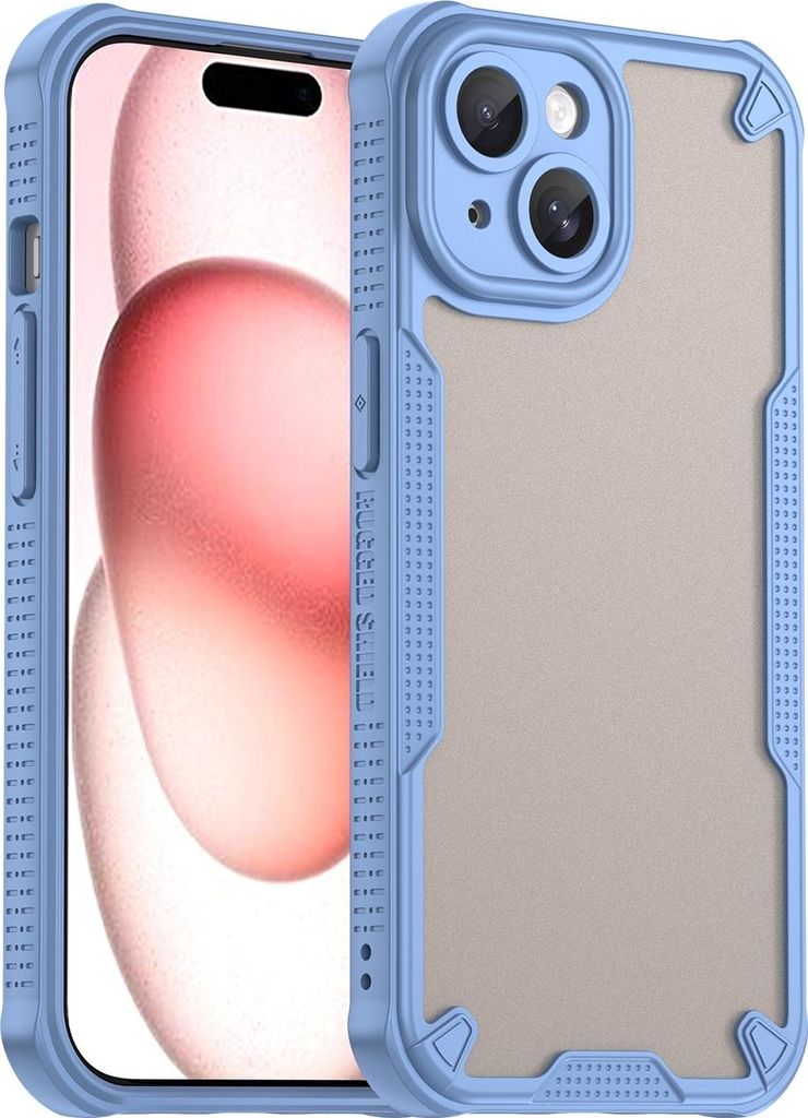 Hülle für Apple iPhone 15 Plus - Phonesta Shockproof Armor Semi-Transparent Back Cover - Blau