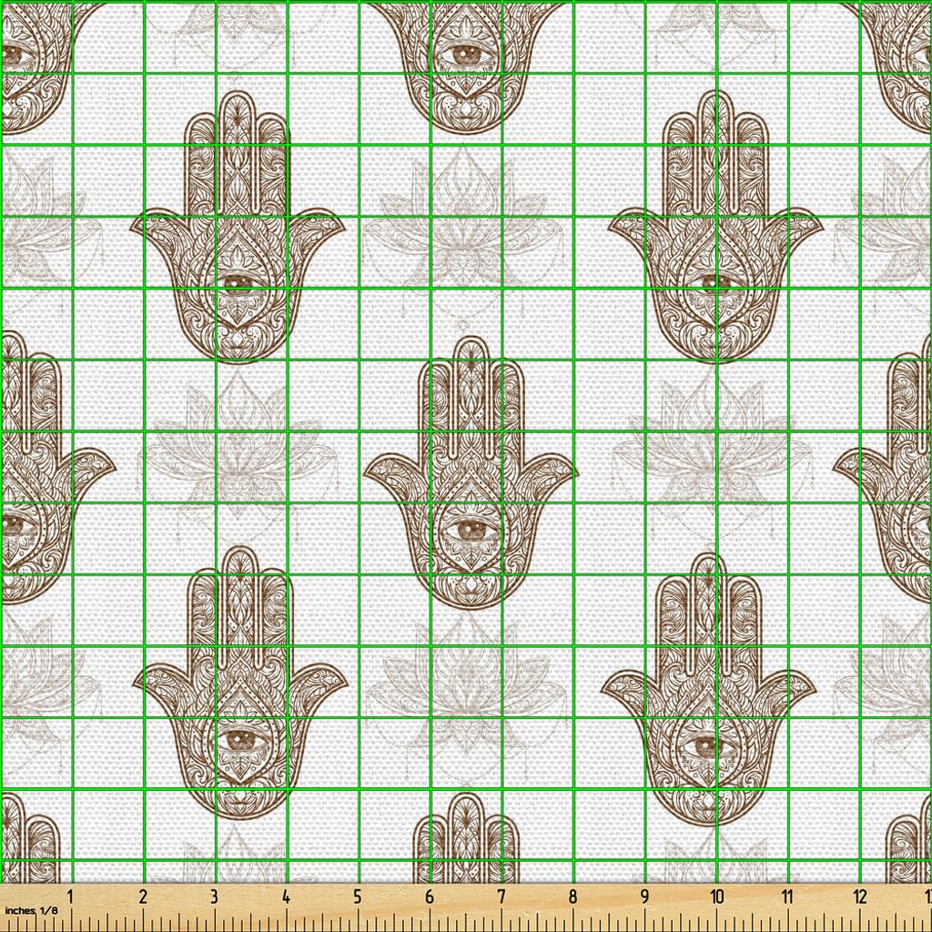 ABAKUHAUS Hamsa Gewebe als Meterware, Nahöstlichen Kultur verblasst Floral Hintergrund Mandala Inspirationen Tribal Tattoo Design, 10 M (148 x 100...