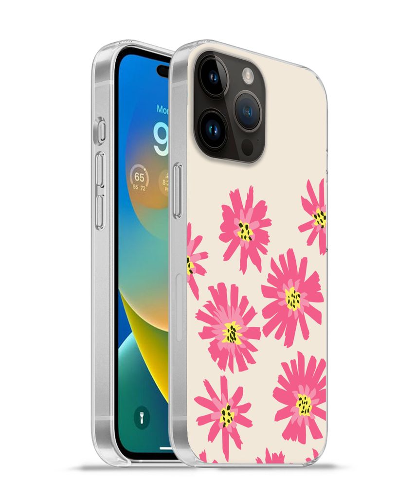 MuchoWow Handyhülle Schutzhülle Hülle für Apple iPhone 14 Pro - Softcase Blumen - Muster - Minimalismus Silikon Softcase Handy Hülle - Umschlag