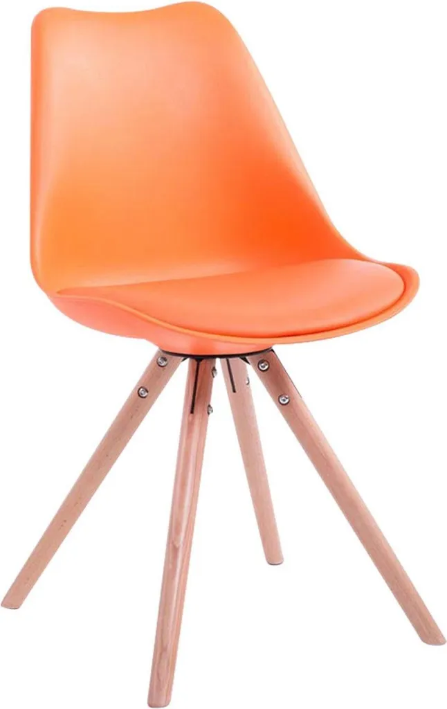 Sedia Riunioni Arancione Kunstleer | Seduta Ospiti Design Legno Naturale