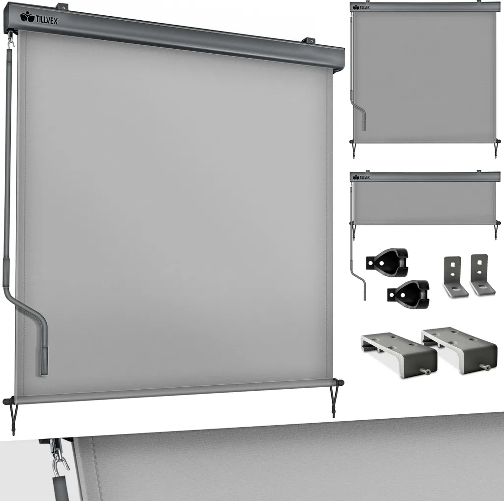 Tenda a Rullo per Esterni tillvex 180x250cm | Protezione UV 50+ Grigia