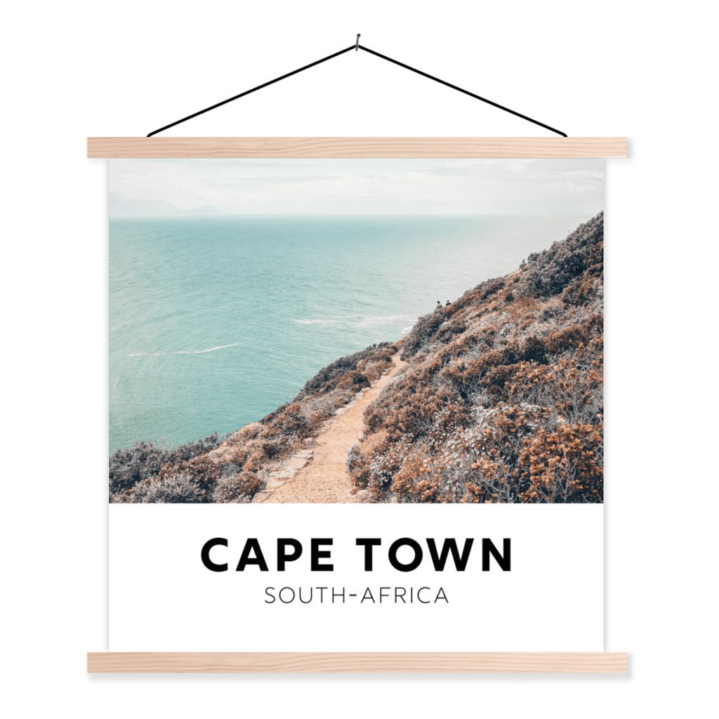 MuchoWow Textilposter Südafrika - Kapstadt - Natur 120x120 cm mit holzfarbenen Rahmen - Textil-Poster