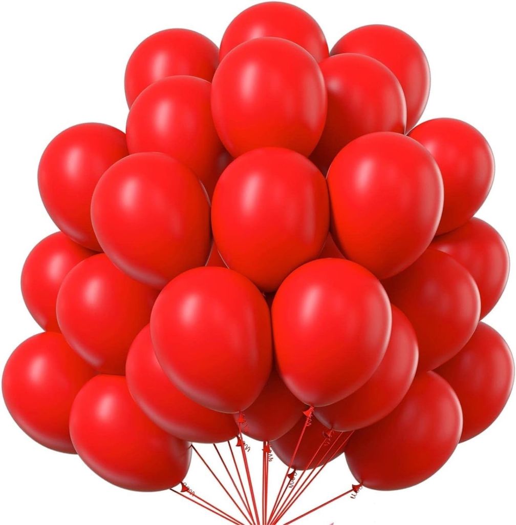 100x Luftballons rot Ø 35 cm - Luft und Helium geeignet - Ballons Schadstoff - Geburtstag, Party, Hochzeit Deko Dekoration