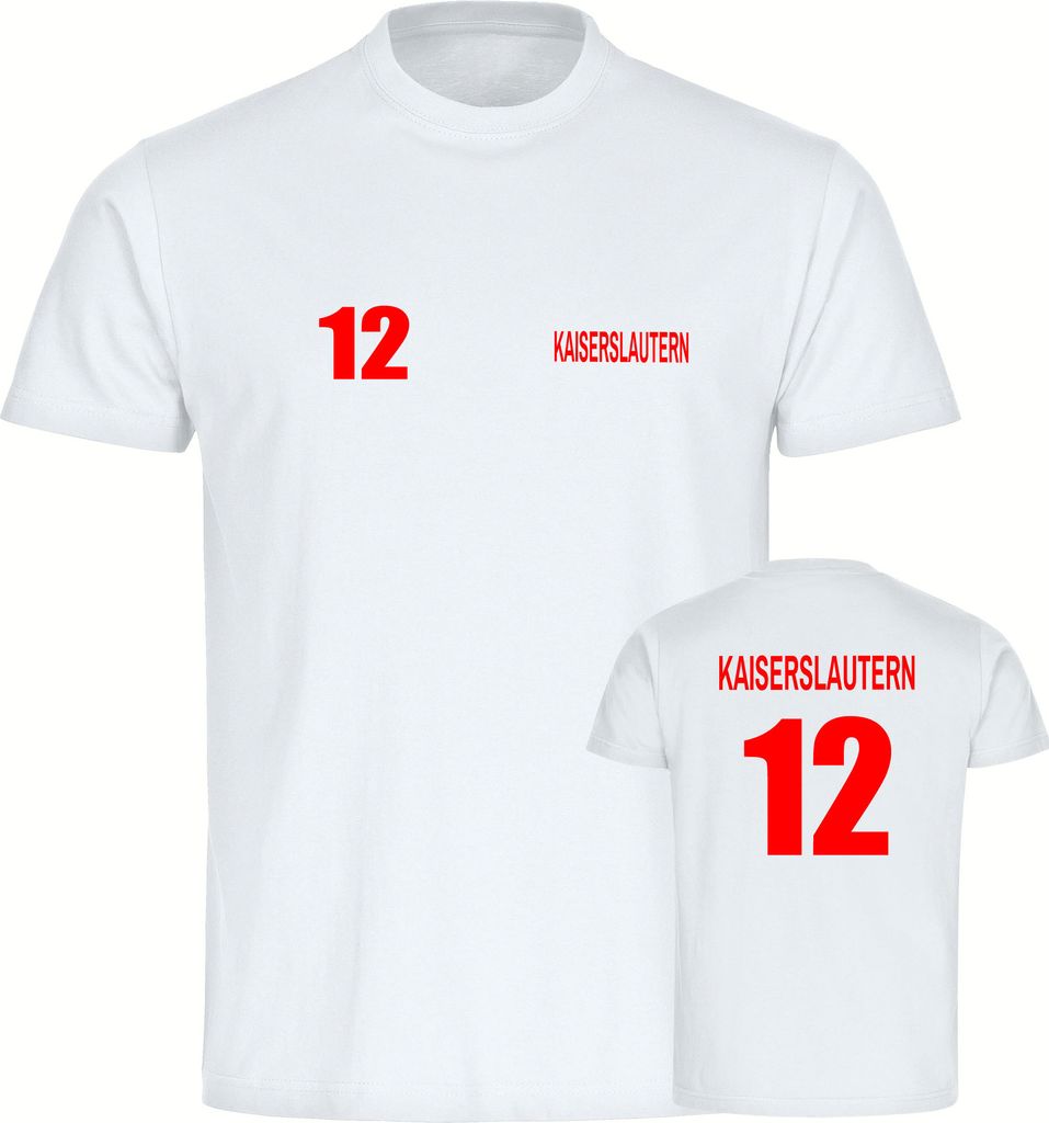 multifanshop Herren T-Shirt - Kaiserslautern - Trikot Nummer 12, weiß, Größe L