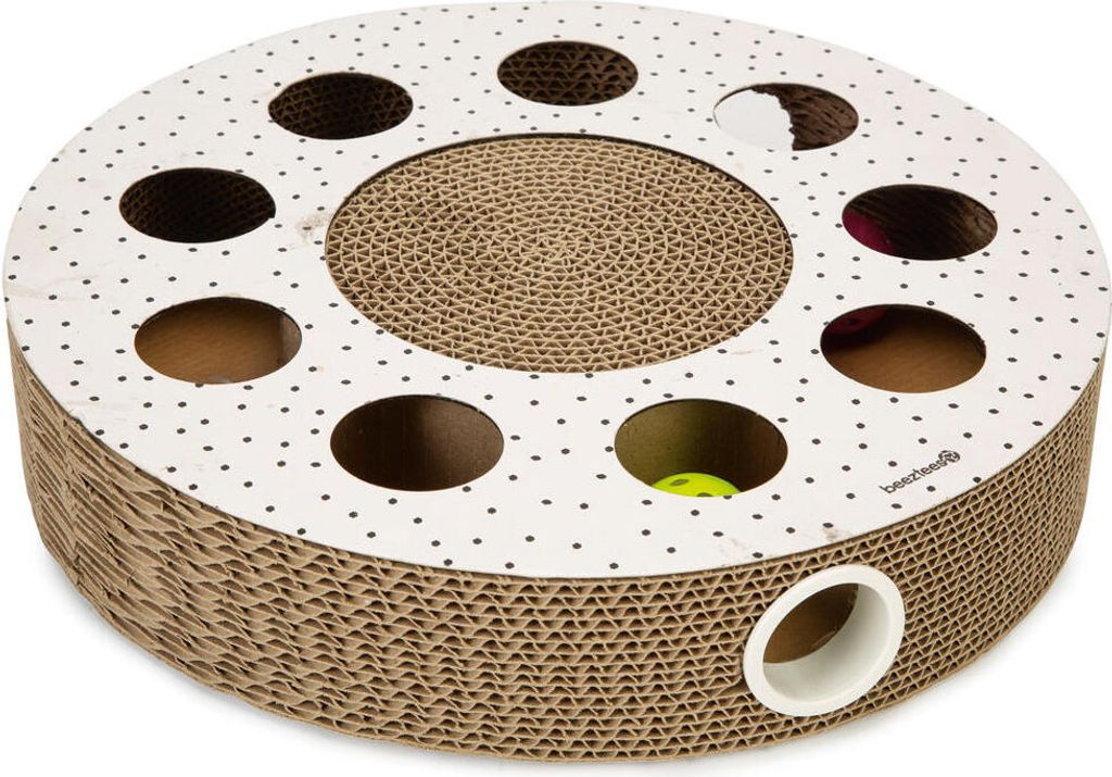 Beeztees Kitten rundes Katzenspielzeug mit Bällen Modell Hide + Katzen Kratzpappe