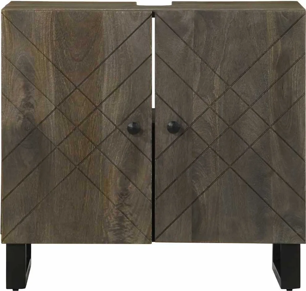 vidaXL Mobiletto Nero Legno Mango 62x33x58 cm | Sottolavabo Salvaspazio
