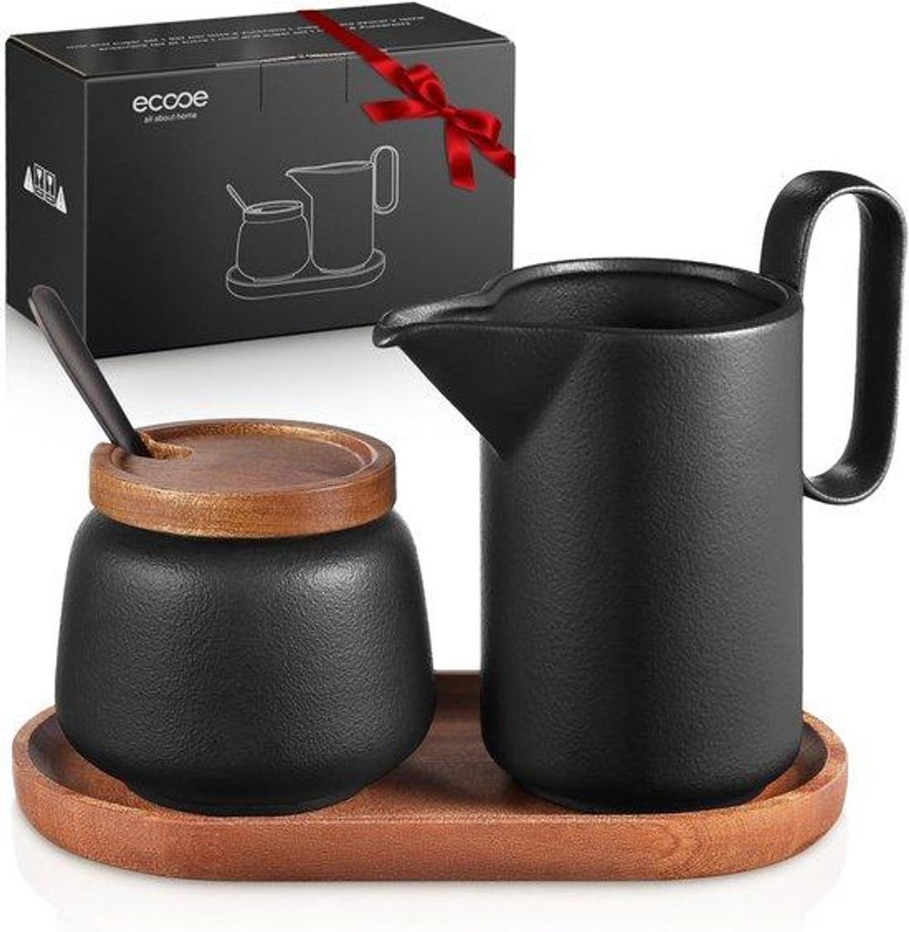 Keramik-Milchzucker-Set schwarz 2-teilig