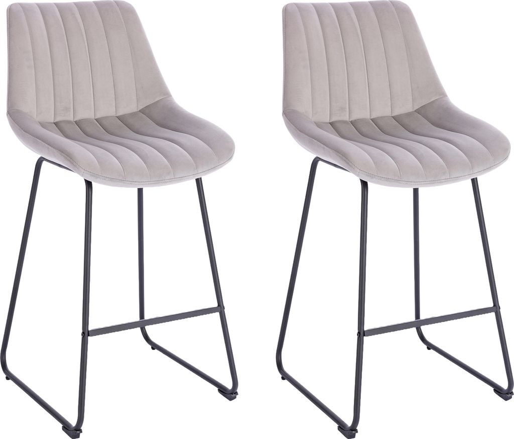 Lina Vegas Stuhl im modernen Design, Samt, Moderne Counter Höhe gepolsterte Barstuhl mit Fußstütze, Metallgestell für Wohnzimmer - 2er Set - ...