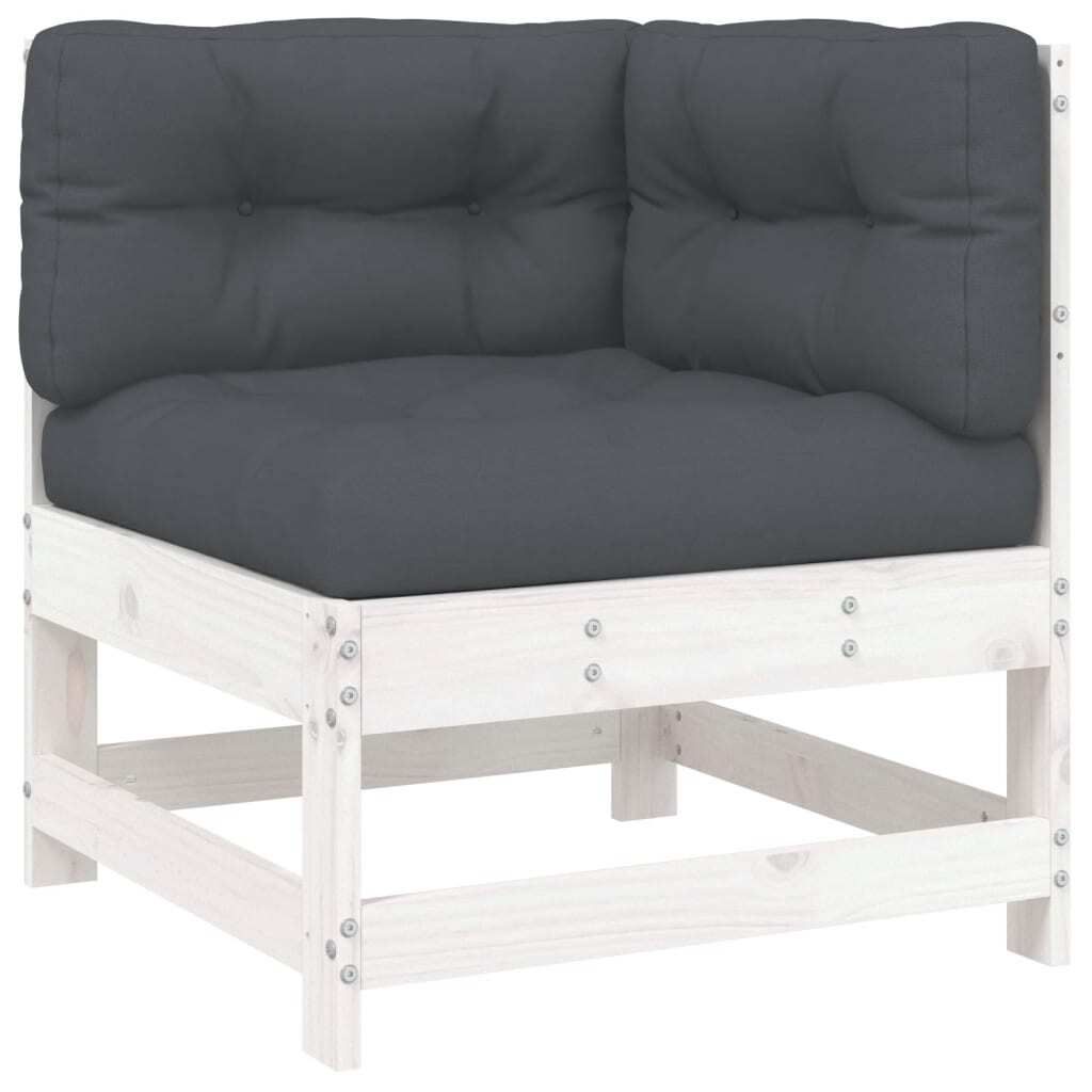 Ecksofa mit Kissen Weiß Massivholz Kiefer Produktbild 