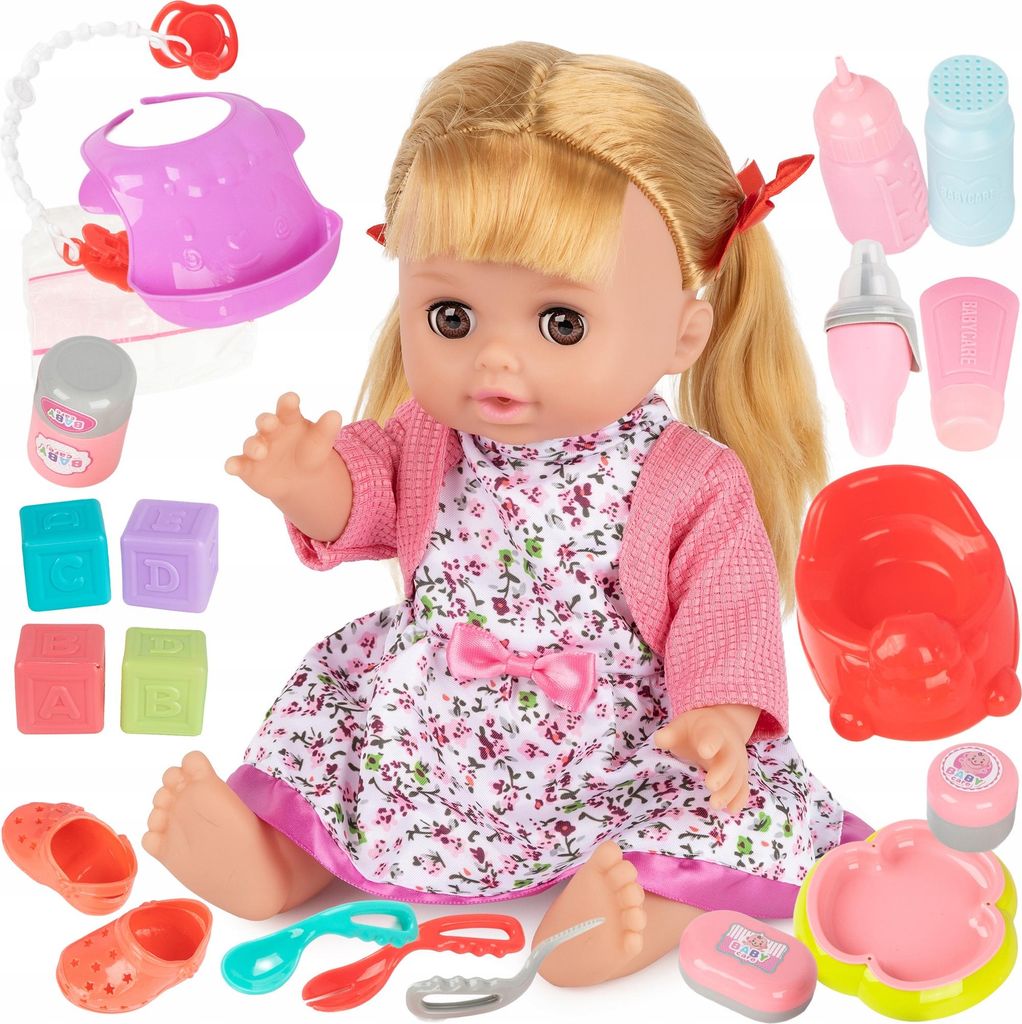 MiMi Baby Doll KP2016 – sprechende Babypuppe 30 cm mit umfangreichem Pflege-Set und Zubehör