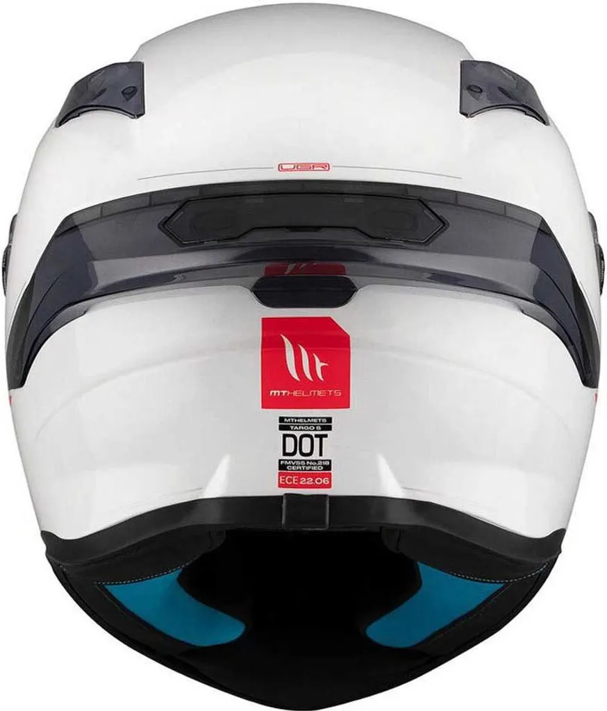 Casque intégral MT Helmets Targo S Solid A0 Blanc Brillant - Taille M - 4