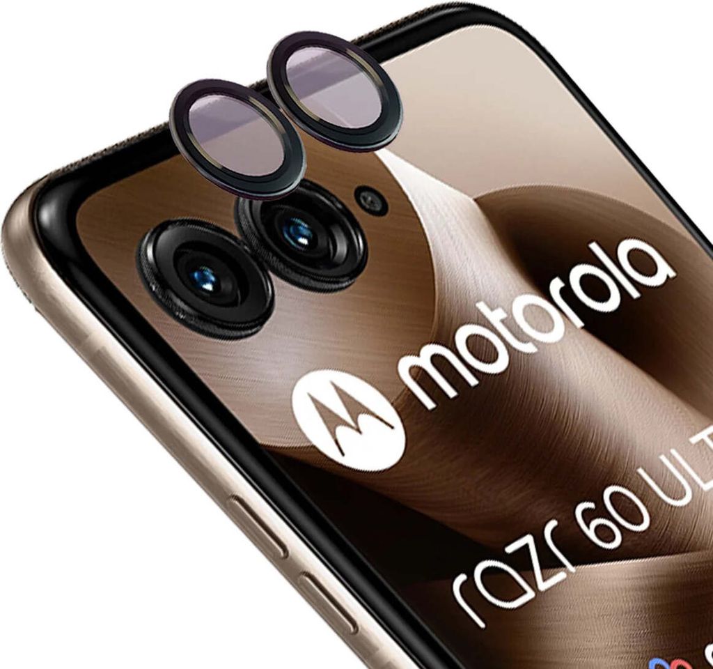 Glas für die Kamera für Motorola Razr 60 Ultra, Bizon Glass Snap Lens, 1 Set, Schwarzer Rahmen
