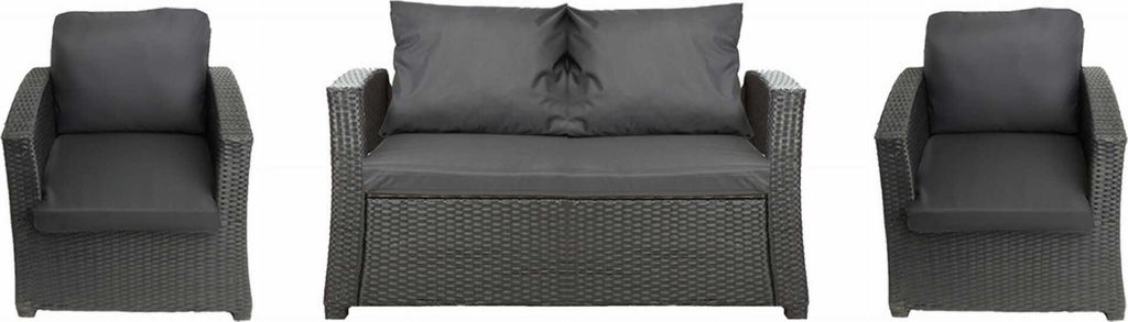Gartenkissen Set für Polyrattan Dunkelgrau – Sitzkissen Produktbild 
