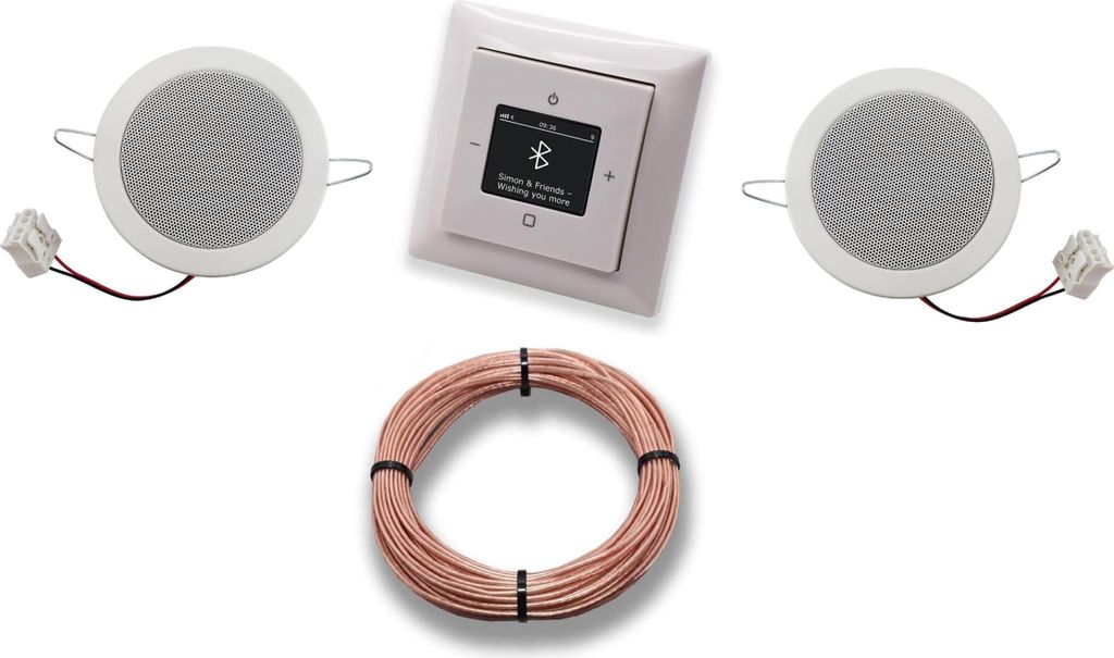 Busch Jäger DAB+ Unterputz Bluetooth (in and out) Radio 8217U-101 Balance SI Alpinweiß, Komplett-Set mit 2 x Deckenlautsprecher Einbaulautspreche...