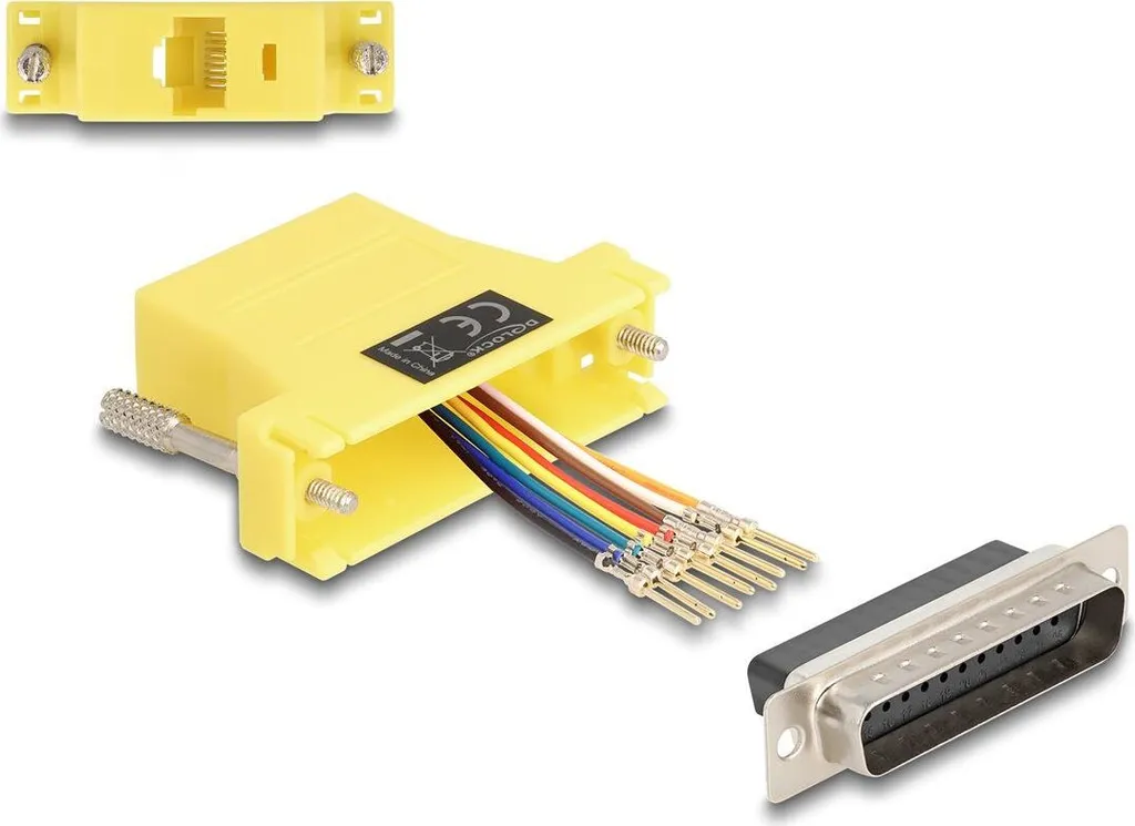 Kit de Montage D-Sub 25 Jaune Delock - Adaptateur DB25 M/F Haute Densité