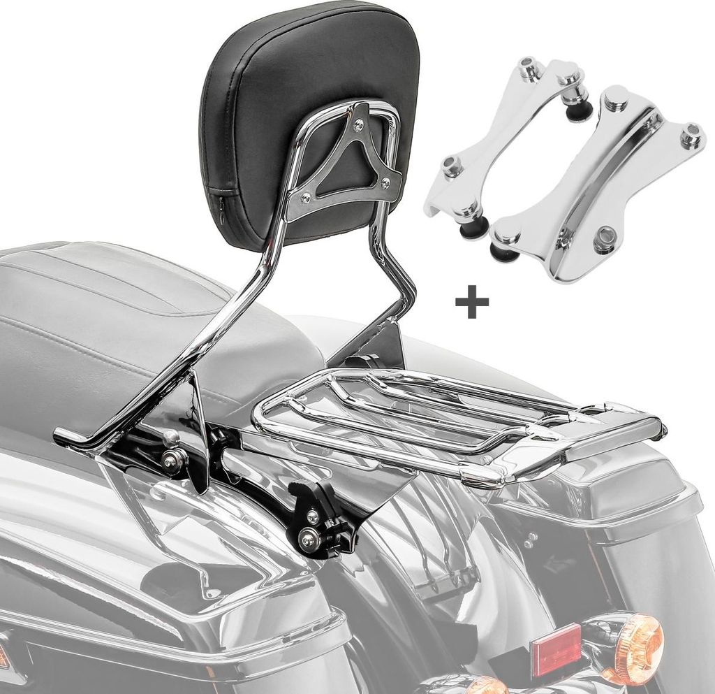 Sissybar + Gepäckträger AW für Harley Davidson Road King 09-13 chrom