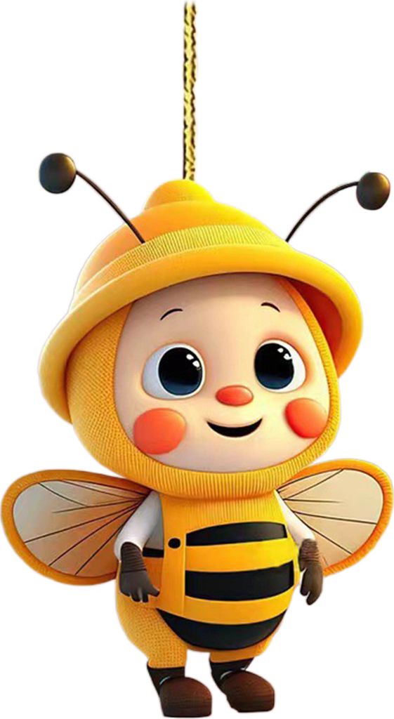 Cartoon-Bienen-Anhänger, doppelseitiger Druck, Acryl-Handwerk, handgefertigt, süße gelbe Biene, Weihnachtsbaum-Ornament für Zuhause, Büro, Aut...