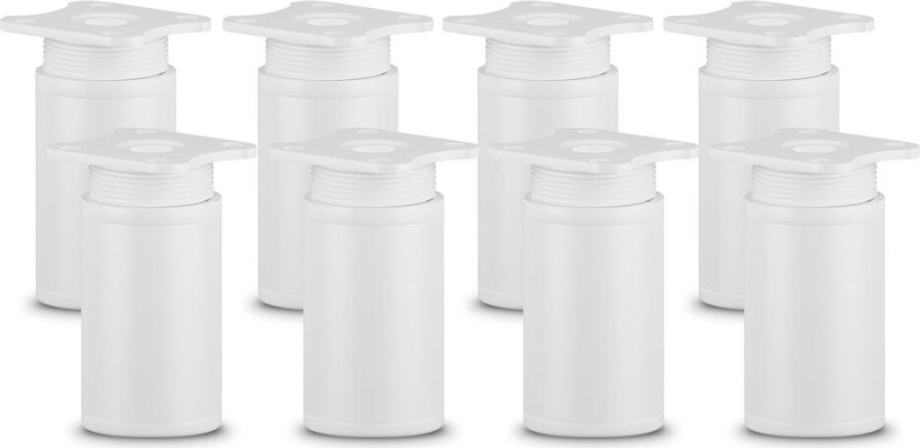 8er Set sossai moderne runde Möbelfüße in Weiß 60mm höhenverstellbar Schrankfüße Sockelfüße