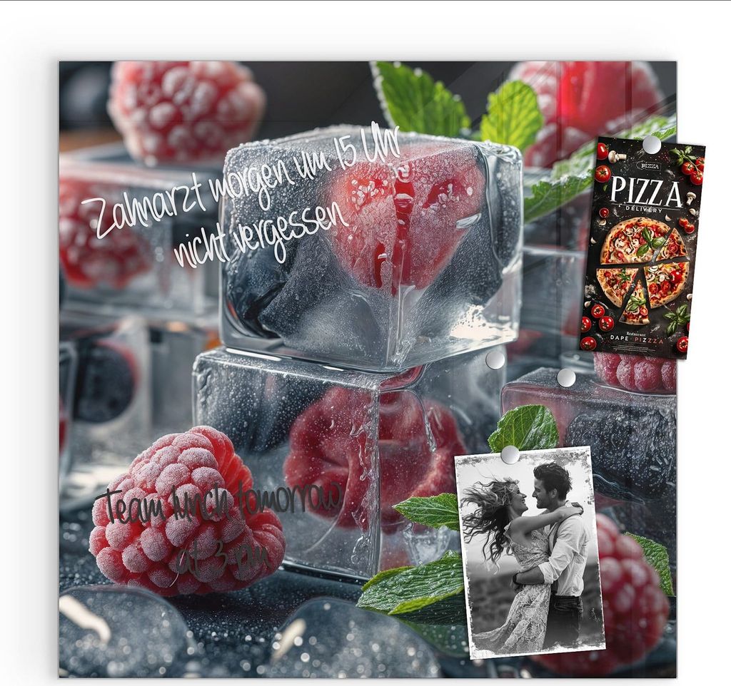 Magnettafel 50x50cm Pinnwand Whiteboard beschreibbar - Gefrorene Beeren
