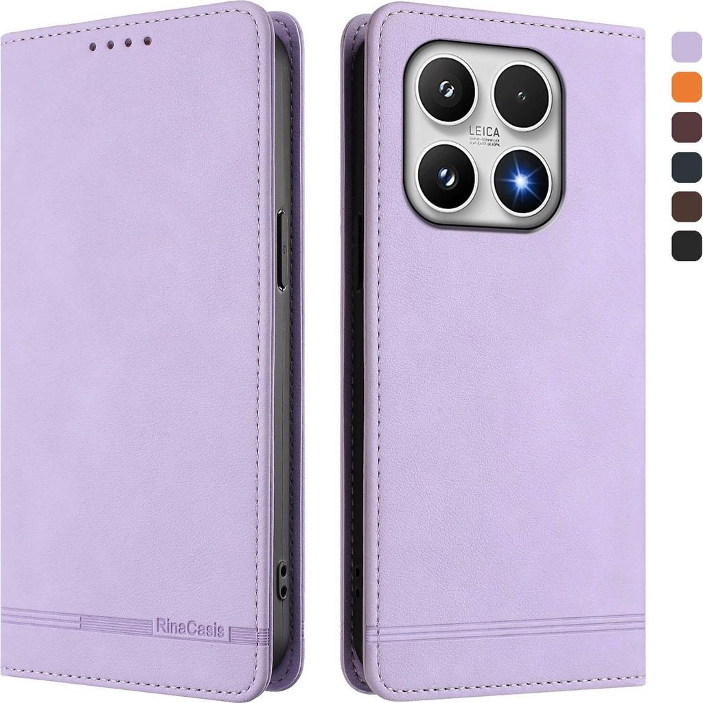 Hülle für Xiaomi 17, Retro Kunstleder Ständer Klapphülle mit Kartenfächer und Magnetische Violett