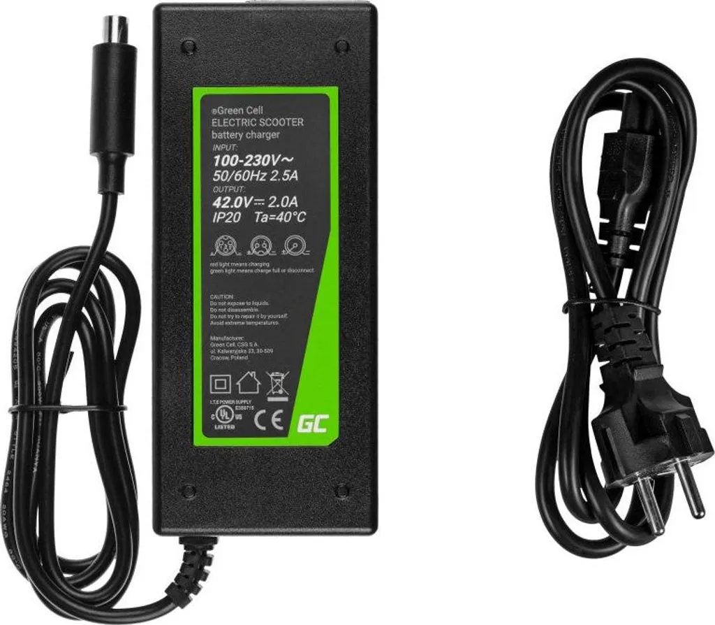 Green Cell SAD01 Adattatore CA/CC 42V per Veicoli Elettrici Leggeri