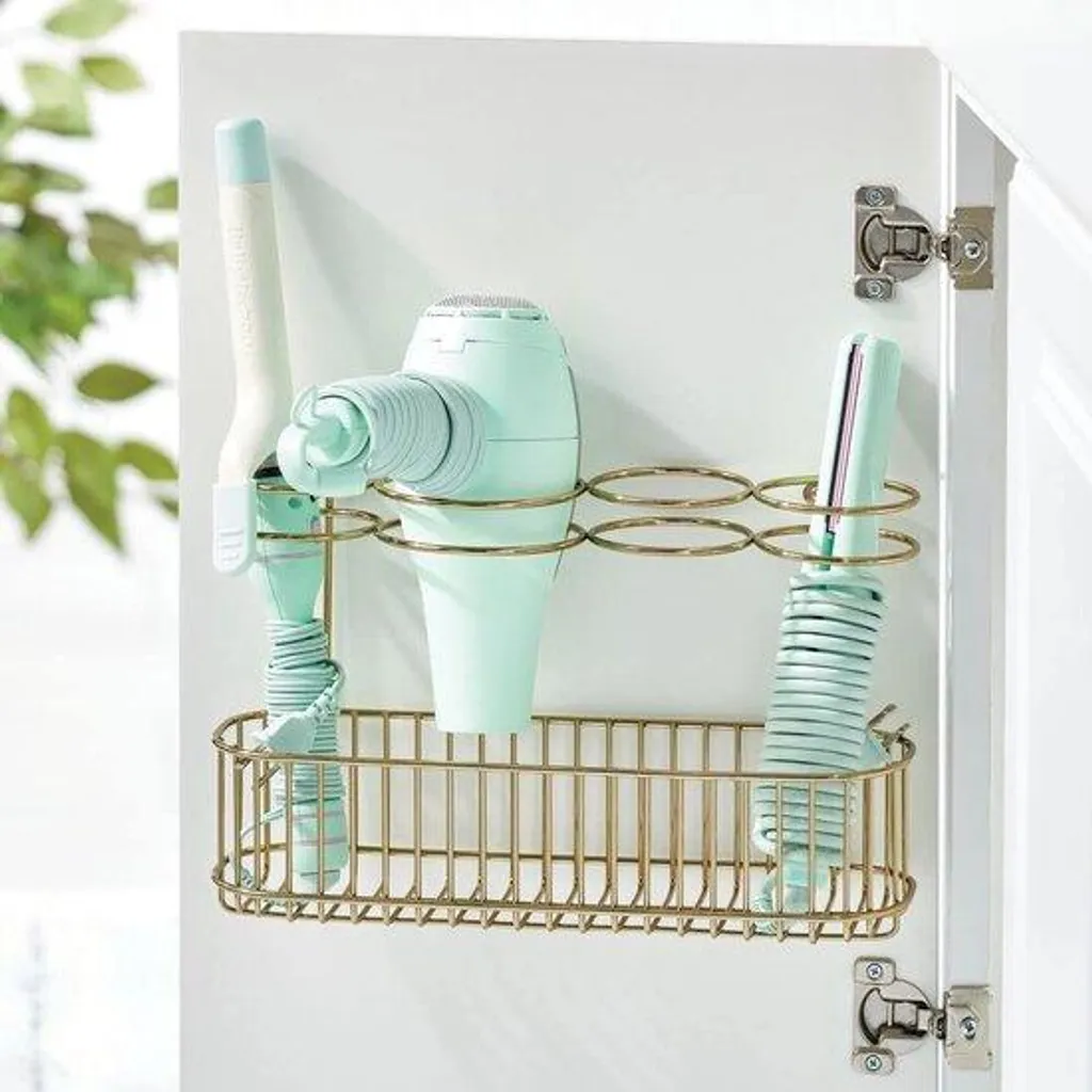 Support mural salle de bain pour ranger sèche-cheveux et fer à friser